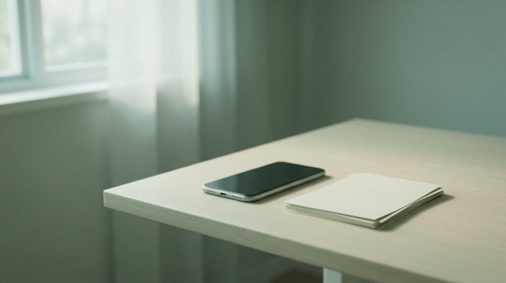 Smartphone and documents on a desk in soft light, representing digital evidence in custody disputes