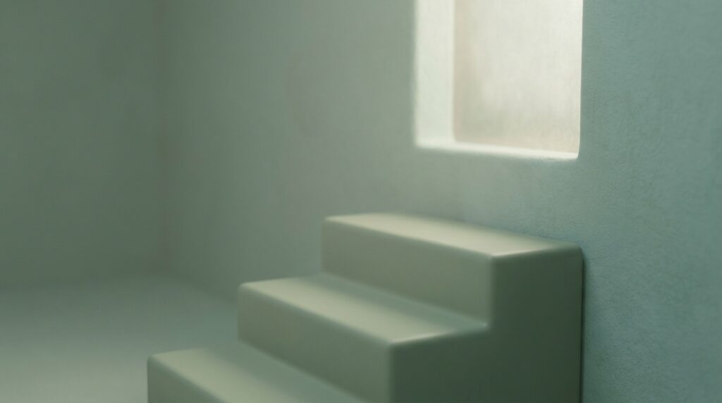 Ascending steps rising toward soft light, representing the stages of parental alienation